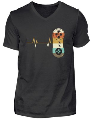Gamer Herzschlag Heartbeat - Herren V-Neck Shirt