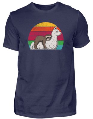 Llama mit faultier - Herren Premiumshirt