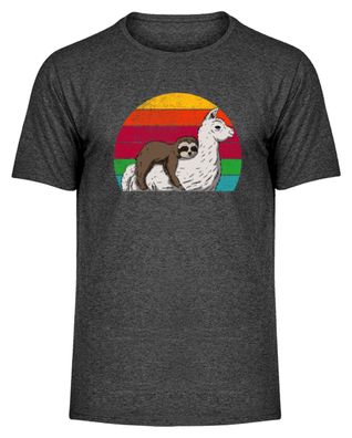 Llama mit faultier - Herren Melange Shirt