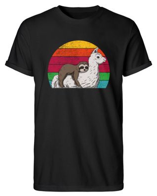 Llama mit faultier - Herren RollUp Shirt