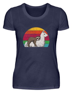 Llama mit faultier - Damen Premiumshirt