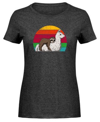Llama mit faultier - Damen Melange Shirt