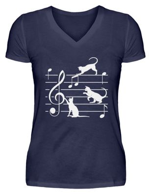 Katen Musik Note - V-Neck Damenshirt