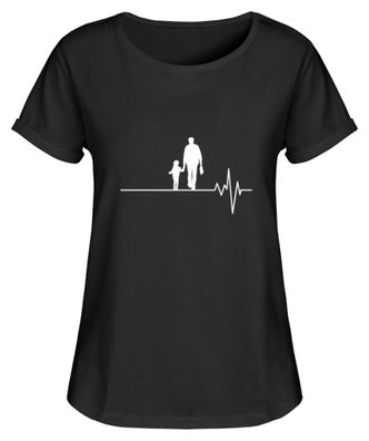 Vater und Tochter Heartbeat Liebe - Damen RollUp Shirt