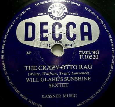 WILL GLAHÉ "The Crinoline Waltz / The Crazy Otto Rag" Decca 78rpm 10"
