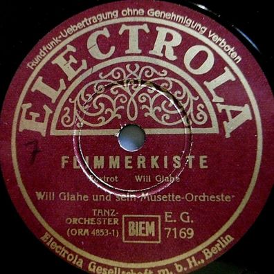 WILL GLAHÉ "Portugiesischer Fischertanz / Flimmerkiste" Electrola 1941 78rpm 10"