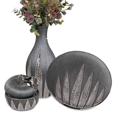 Formano Blumen Vase Schale Teller Deko Apfel Dose Tisch Leaf Silber NEU