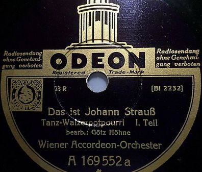 Wiener Accordeon-Orchester "Das ist Johann Strauß - Tanz-Walzerpotpourri" Odeon