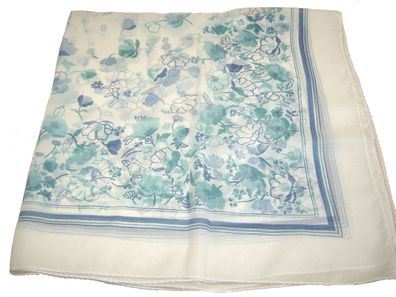großes Tuch weich leicht weiß tolles Muster hellblau hellgrün 82x82cm Zp