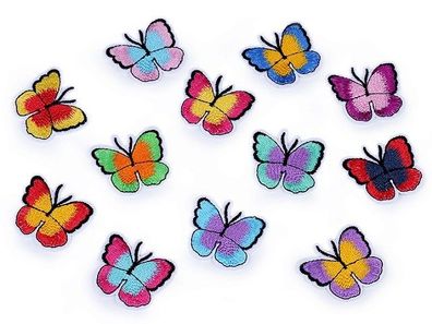 12 Aufbügler Aufnäher Schmetterling 35x40mm Applikation Schmetterlinge bunt