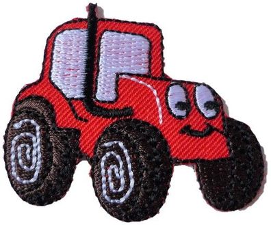 Aufbügler Aufnäher 50x40mm rot Fahrzeuge Traktor Trecker Applikation