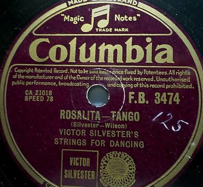 Victor Silvester´s STRING FOR Dancing "Rosalita / Salvador" Columbia 78rpm 10"