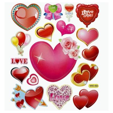 2D Sticker XL Herzen Aufkleber basteln rot Valentinstag Herz