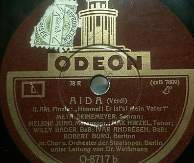 Various Artists & DR. WEIßMANN "Aida - Verdi - I. & II. Akt" Odeon 78rpm 12"