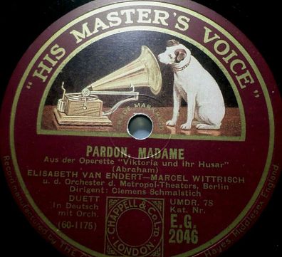 Elisabeth van ENDERT & Wittrisch "Pardon, Madame / Good Night" HMV 1937 78rpm 10"