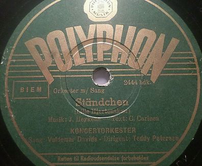 Valdemar Davids & Teddy Petersen "Ständchen / Plaisir d´amur" Polyphon 78rpm