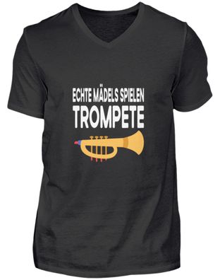 Echte Mädels spielen Trompete - Herren V-Neck Shirt