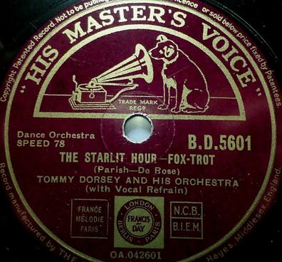 TOMMY DORSEY "The Starlit Hour / Shake Down The Stars" HMV 1940 78rpm 10"
