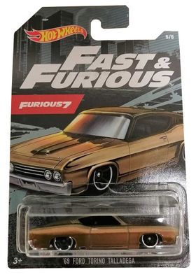 Mattel Hot Wheels GJV61 Fast and Furious '69 Ford Torino Talladega braun metalli