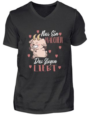 Nur Ein m Mädchen Das Ziegen LIEBT - Herren V-Neck Shirt