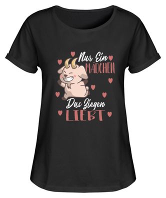 Nur Ein m Mädchen Das Ziegen LIEBT - Damen RollUp Shirt