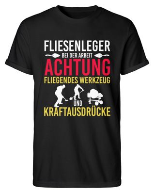 Fliesenleger BEI DER ARBEIT Achtung - Herren RollUp Shirt