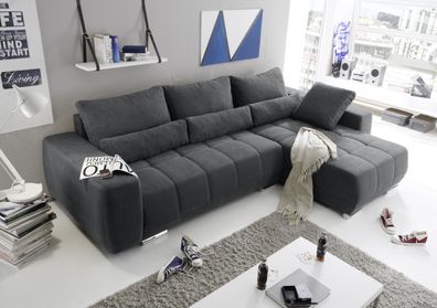 Eckcouch "Lopez" Couch Schlafsofa Funktionssofa ausziehbar grau 293 cm