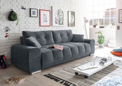 Couch Sofa Zweisitzer PACO Schlafcouch Schlafsofa ausziehbar dunkelgrau 260cm