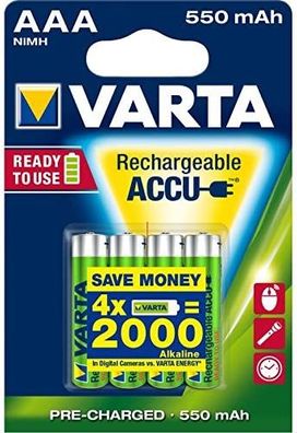 Varta Ready2Use HR03 4pcs Nickel Metall-Hydrid 550mAh AAA Batterie Akku Accu