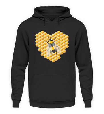 Bienen Honig Herz - Unisex Kapuzenpullover Hoodie