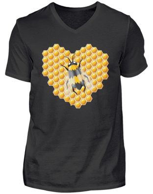 Bienen Honig Herz - Herren V-Neck Shirt