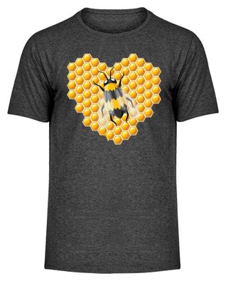 Bienen Honig Herz - Herren Melange Shirt