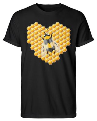 Bienen Honig Herz - Herren RollUp Shirt