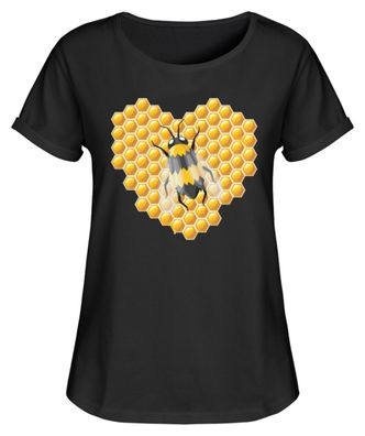 Bienen Honig Herz - Damen RollUp Shirt