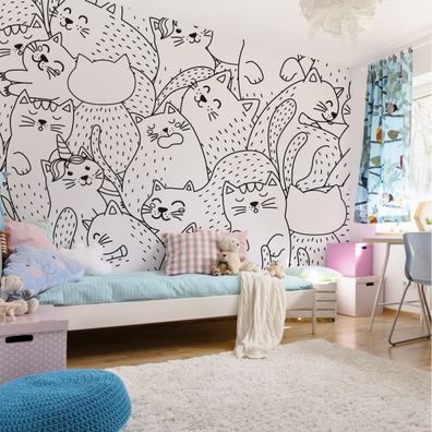 Muralo VINYL Fototapete XXL TAPETE für Kinder Reizvolle Lustige Kätzchen 3400