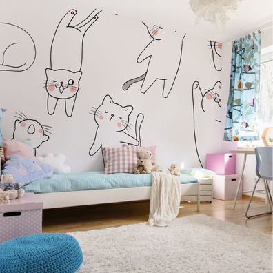Muralo VINYL Fototapete XXL TAPETE Kinder Reizvolle Fabelhafte Kätzchen 3422