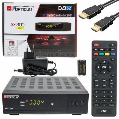 Opticum AX 300 Plus Digital Satelliten Receiver HD Schwarz Full HDTV 1080p