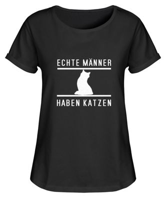 Echte Männer haben Katzen - Damen RollUp Shirt