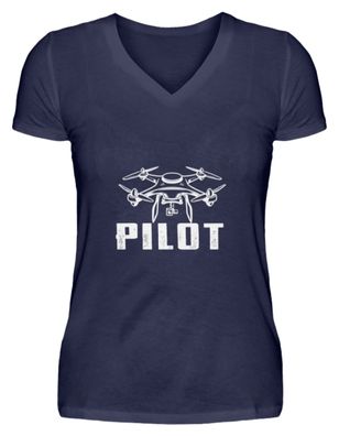 Drohnen Pilot - V-Neck Damenshirt