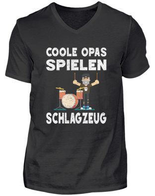 Coole Opas spielen Schlagzeug - Herren V-Neck Shirt