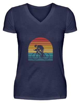 Biker Fahrrad Mountainbike MTB Retro - V-Neck Damenshirt