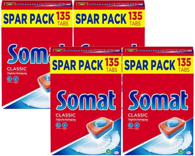 Somat Classic Spülmaschinen Tabs 4x135 Geschirrspül Tabs Sparpack Extra-Kraft