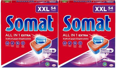Somat All in 1 Extra Spülmaschinen Tabs 2x54 Tabs XXL Pack Geschirrspül Tabs