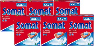 Somat Classic Spülmaschinen Tabs Geschirrspül-Tabs 6x77 Tabs mit Extra-Kraft