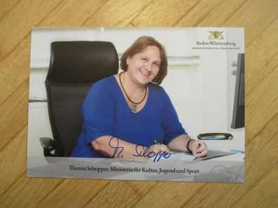 Baden-Württemberg Die Grünen Ministerin Theresa Schopper - handsigniertes Autogramm!!