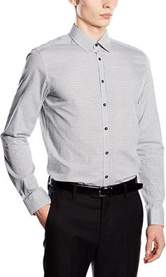 Seidensticker Herren Slim Fit Business Hemd Kragenweite: 39 cm, Grau (Grau 33)