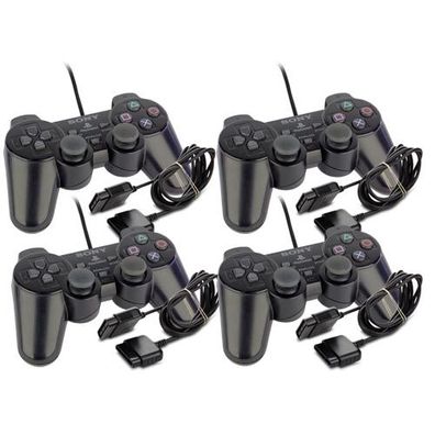4 original Playstation 2 Controller - Pads in Schwarz + 4 Verlängerungen - Ps2