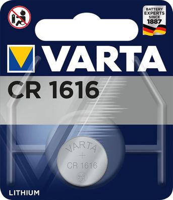 Varta CR1616 1er Blister 3V Batterie Lithium Knopfzelle VCR1616