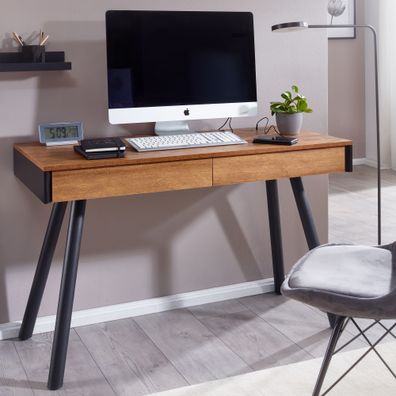 Wohnling Schreibtisch 120x55 cm Eiche Bürotisch Bluetooth PC Tisch mit Schublade