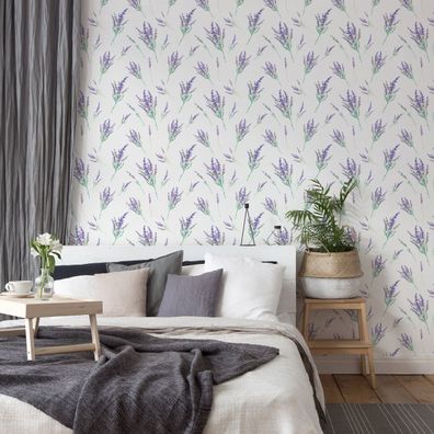 VLIES TAPETE Designtapete Blumen Lavendel Blaetter Natur Pflanzen XXL 3288